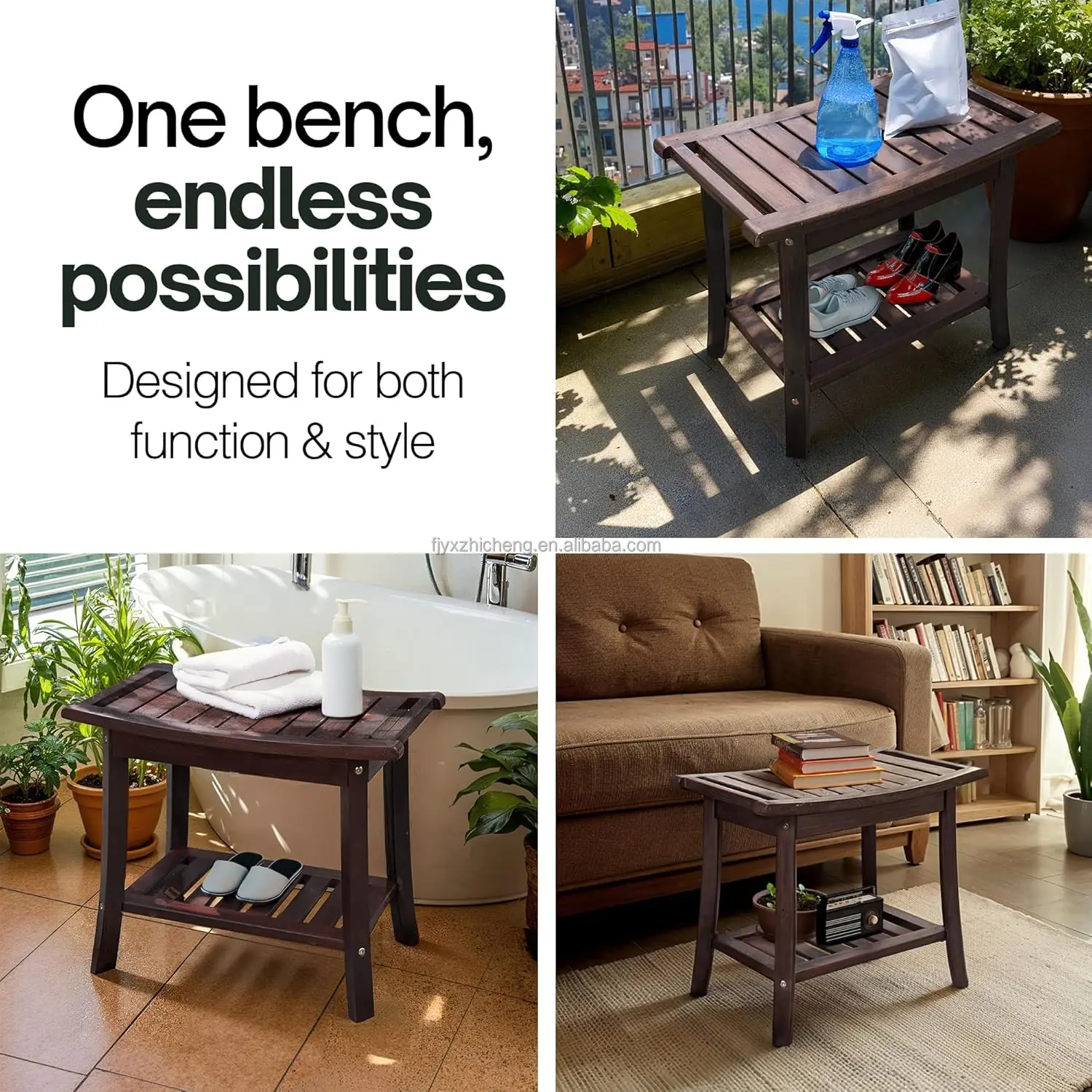 product durable non slip foot stool sealed wooden seat storage shelf home use shower chair bench bathroom furniture-5