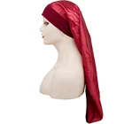 Hot Amazon Hot Sale Wide Edge Elastic Women Silk Long Hair Satin Sleep Bonnets