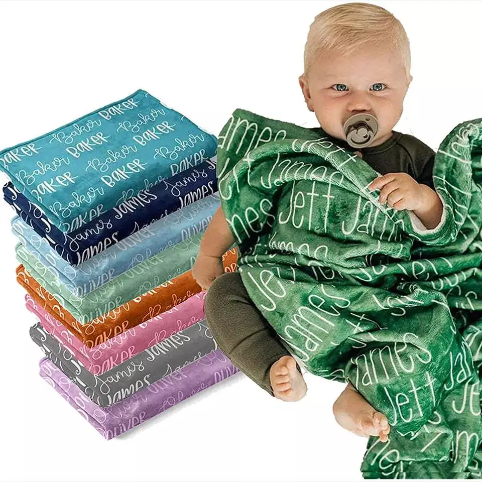 Newborn Soft Warm Fleece Custom Name Blanket Personalized Baby Blankets with Names