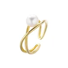Fashion Pearl Ring Popular Models In Europe And America Fashion Alloy Pearl Opening Ring