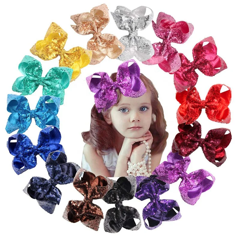 Big Glitter Sequin Large Hair Bow Alligator Clip Girl Boutique Hair Accessories 