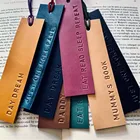 wholesale custom made flat leather embossed text bookmarks