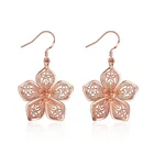 Earrings Rose Flower Drop Dangle Earrings For Women Teen Girls Flower Earrings Plated 18K Rose Gold