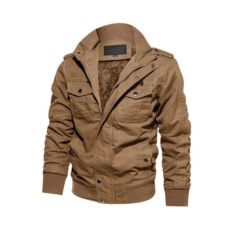 High Quality Men's Thick Warm Winter Cotton Fleece Jacket Cargo Male Casual Flight Jacket For Men
