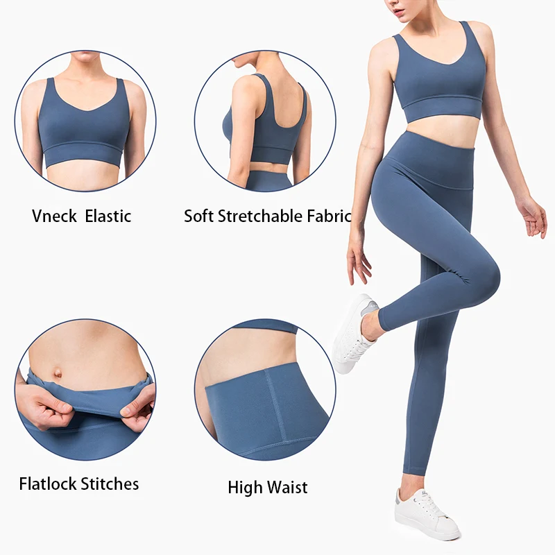 New Workout Two-Piece Plus Size Yoga Suit Blank Yoga Bra Sets High Waist Leggings Sportswear Suits