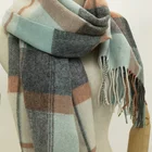 Scarf Factory Supply Camel 100% Wool Soft/Warm Ladies Wool Plaid Scarf For Autumn And Winter