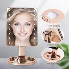 Mirror Factory Supply Built-in 16 LED Lights Touch Screen Table Makeup Mirror With Storage Tray