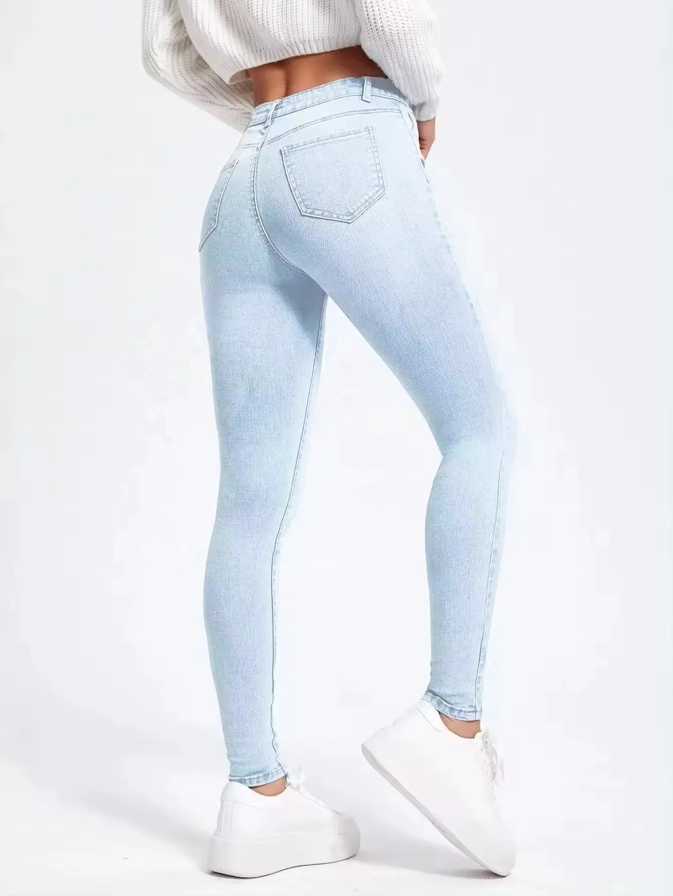 New Arrivals Plus Size Women Jeans High Waist Blue Denim Pencil Stretch Skinny Jeans Womens