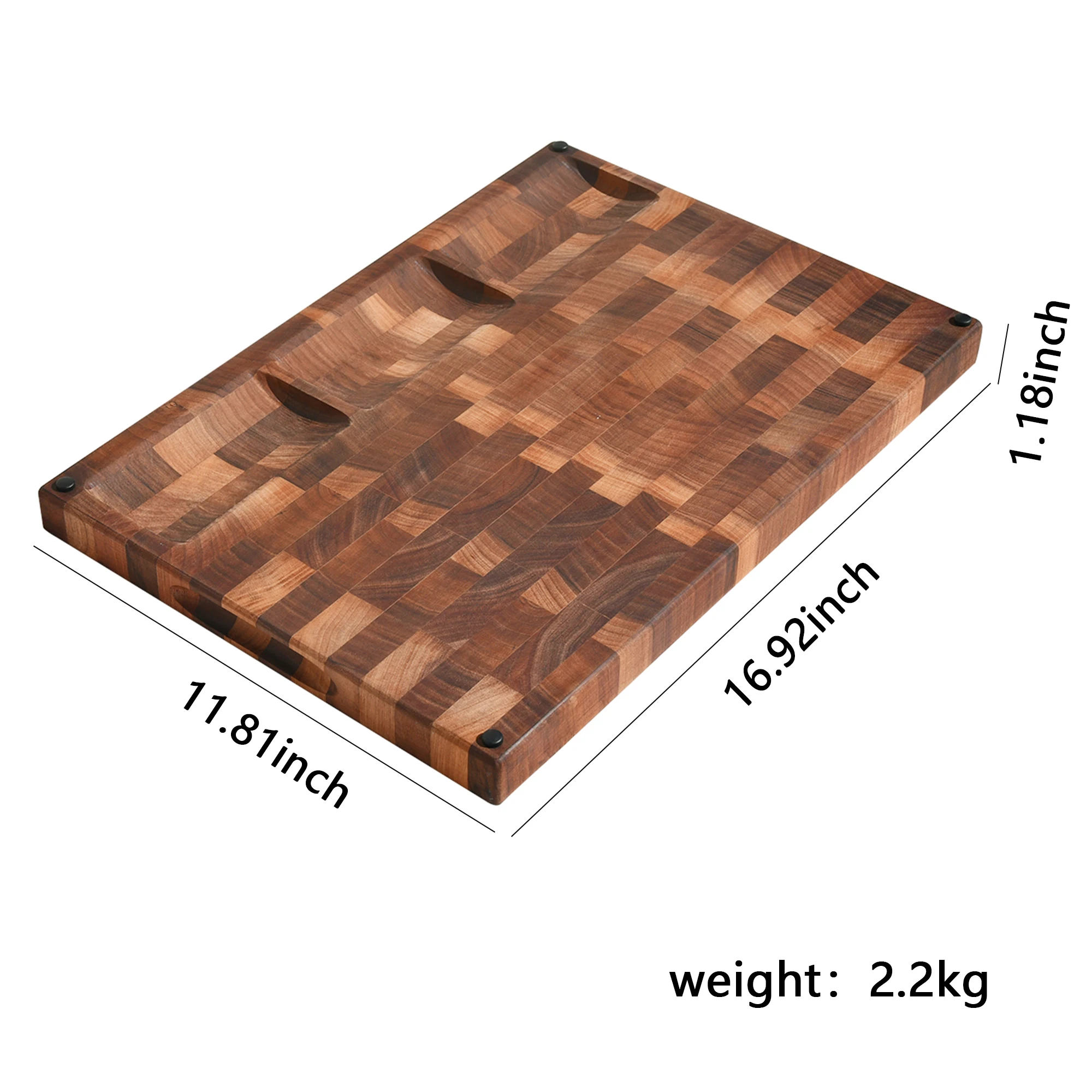 Custom Luxury Large End Grain Black Walnut Cutting Board With Juice Groove For Kitchen