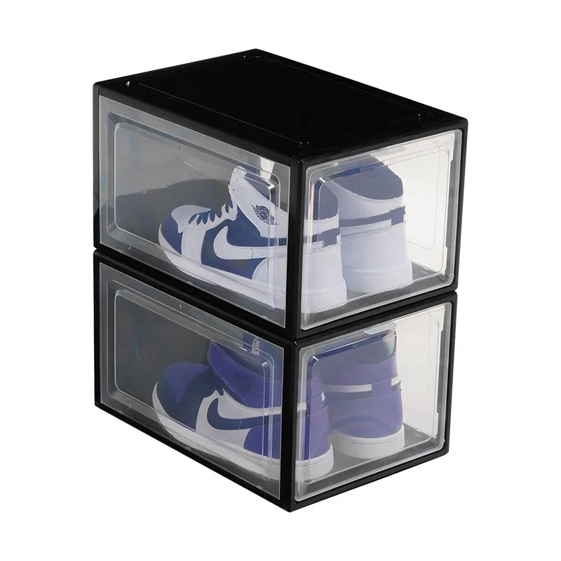 Plastic Transparent Magnetic Shoe Storage Box Display Case Decorative Stackable Clear Sneakers Box