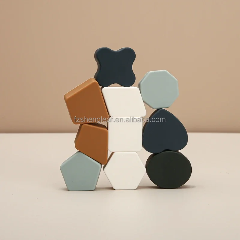 product 2024 smart baby 2 4 years bpa free silicone wood stacking toy comfort teether educational learning sensor kid gift set building-8