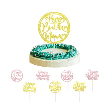 Happy Birthday Mommy Mom Glitter Paper Cake Topper Cake Decoration