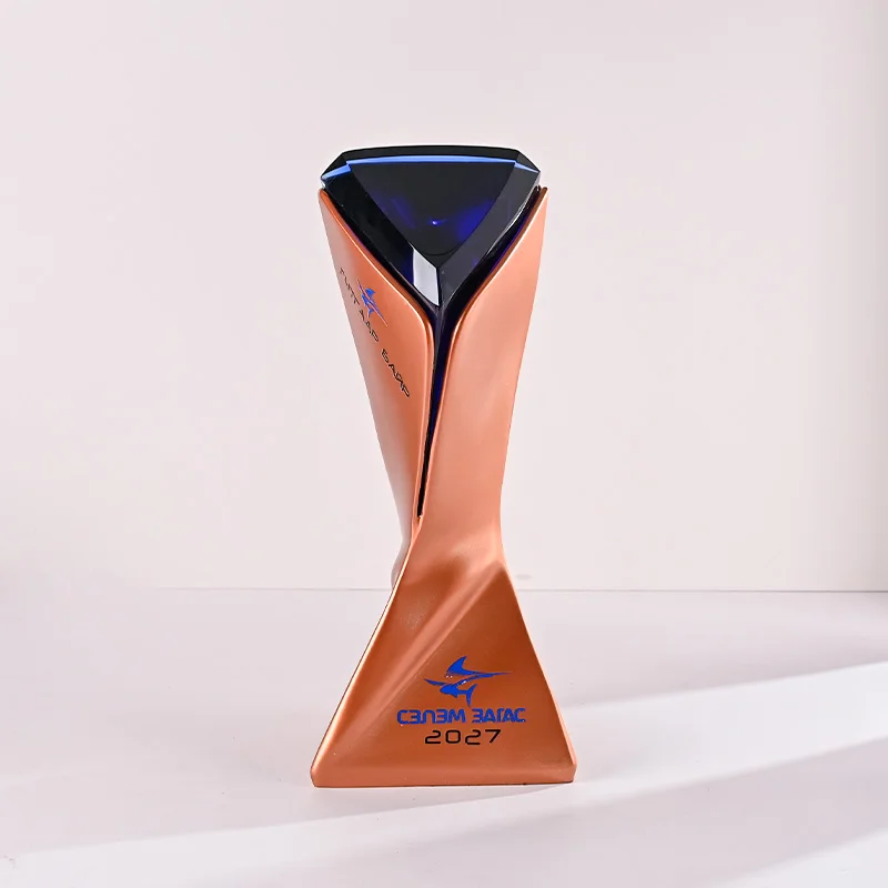 product custom zinc alloy trophy with blue crystal head metal award cup for corporate recognition and events-8