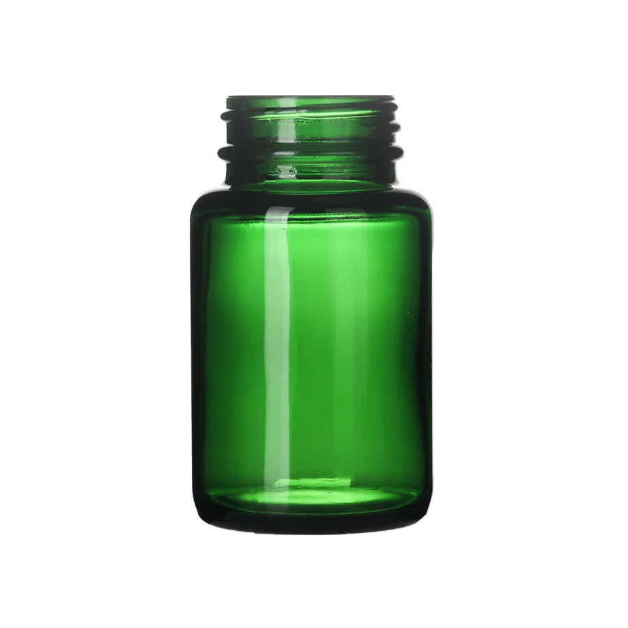 120 100 ml Custom Health Light Proof Green Empty Medicine Capsule Packet Glass Jars Glass Pill Bottles Container