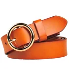 New Fashion Women Genuine Leather With Metal Round Buckle