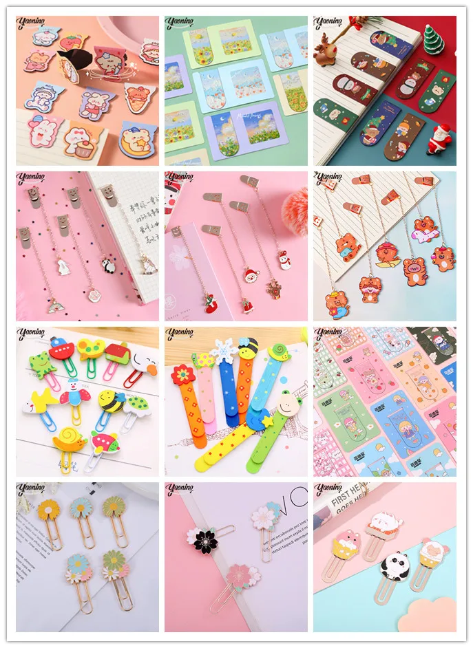 France New products wholesale oem decoration gifts stationery custom cartoon animal prints metal bookmark magnetic clip