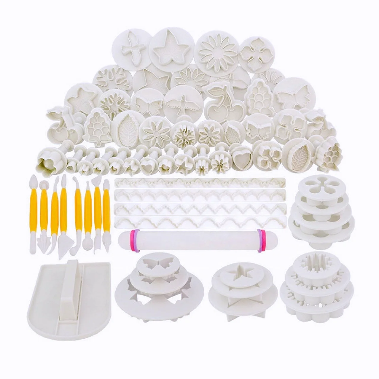 Baking accessories 68pcs wedding decoration set plastic miniatures cake tool mold for fondant decorate