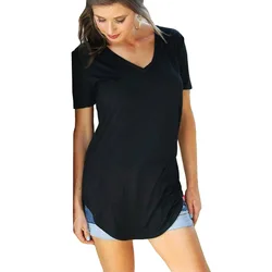 Wholesale Custom Casual Tops Breathable Slim Fit Short Sleeves plain T Shirts For Women
