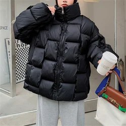 Candy Color Thick Warm Puffer Jacket Women Stand Collar Parka Three-dimensional Weave Square Korean Cotton-padded Jacket