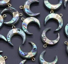 Abalone Fine Jewelry Wholesale Baroque Style Rainbow Color Abalone Shell Half Moon Shell Pendant