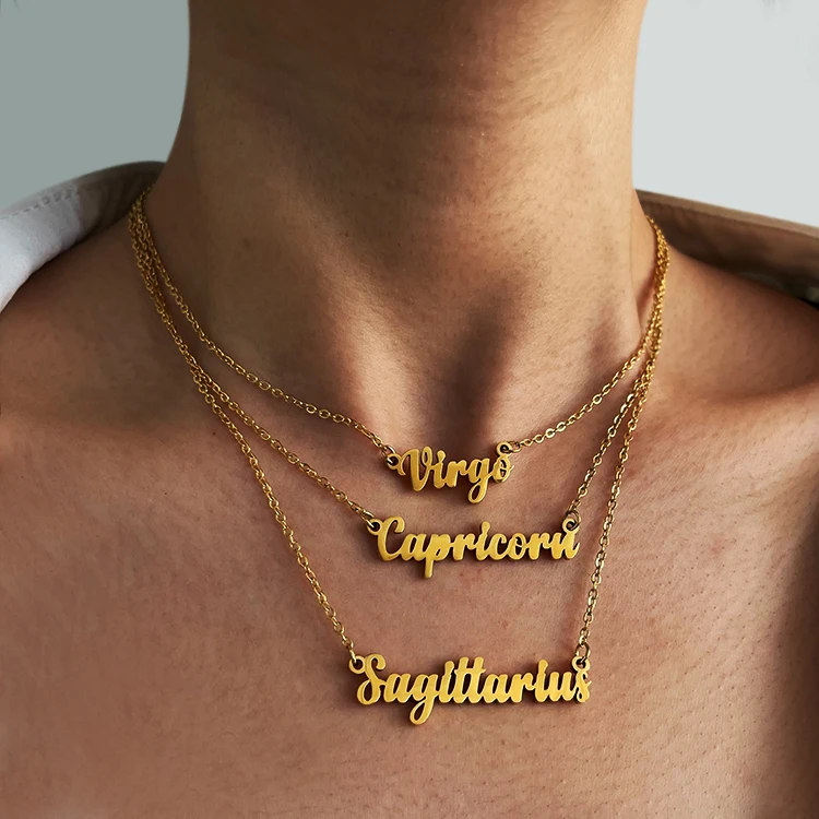 Stainless Steel Zodiac Sign Necklace 