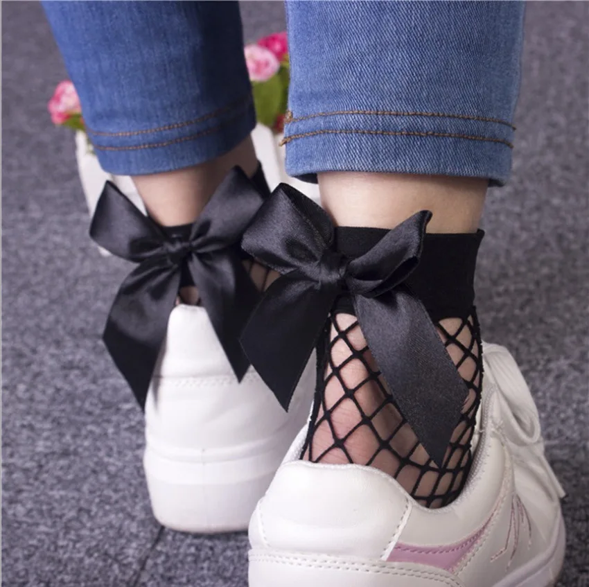 NEW Fashion Women Ruffle Fishnet Ankle High Socks Mesh Lace Fish Net Short Sock 