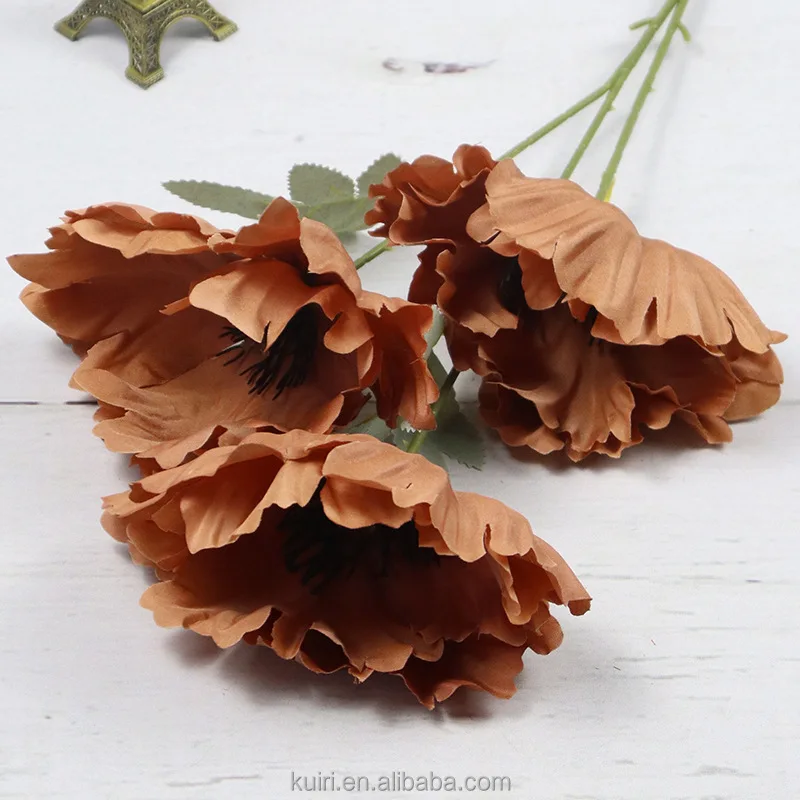 Wholesale Cheap Red Fake Poppy Flower 3 Head Home Wedding Buy Artificial Flower Poppy Silk