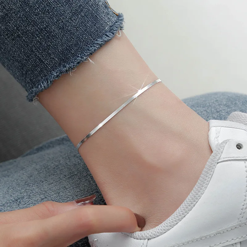 sterling silver snake chain anklet