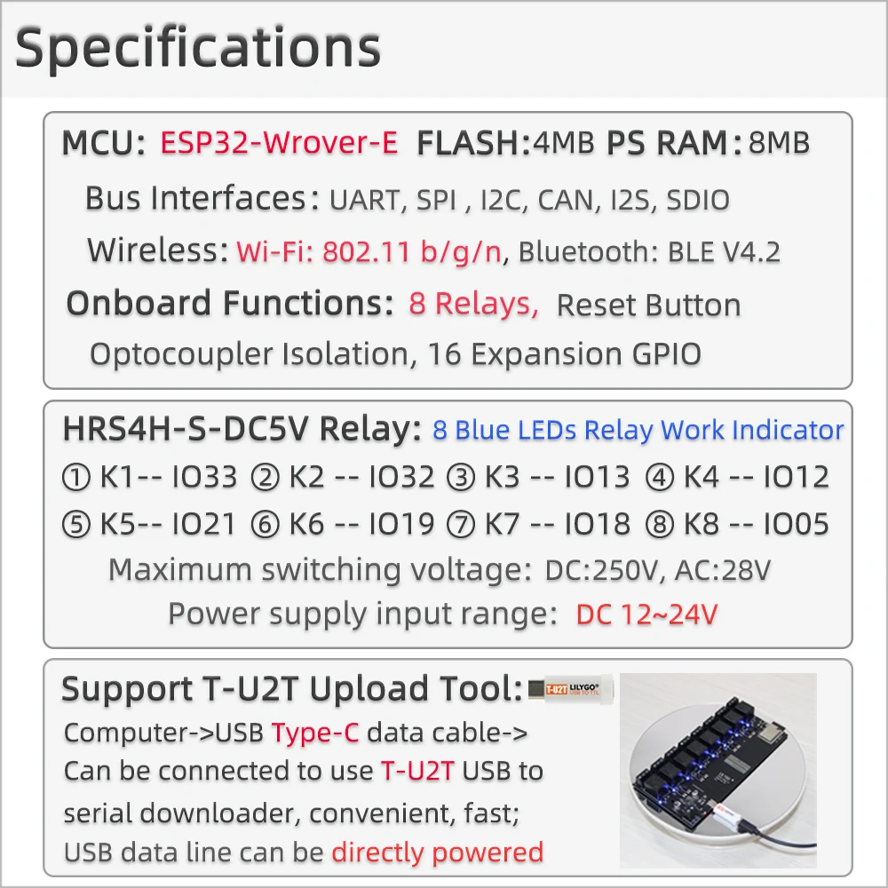 Packbox Trelay Esp32 5v Relay Module 8 Channel With Optocoupler Isolation Wireless Development