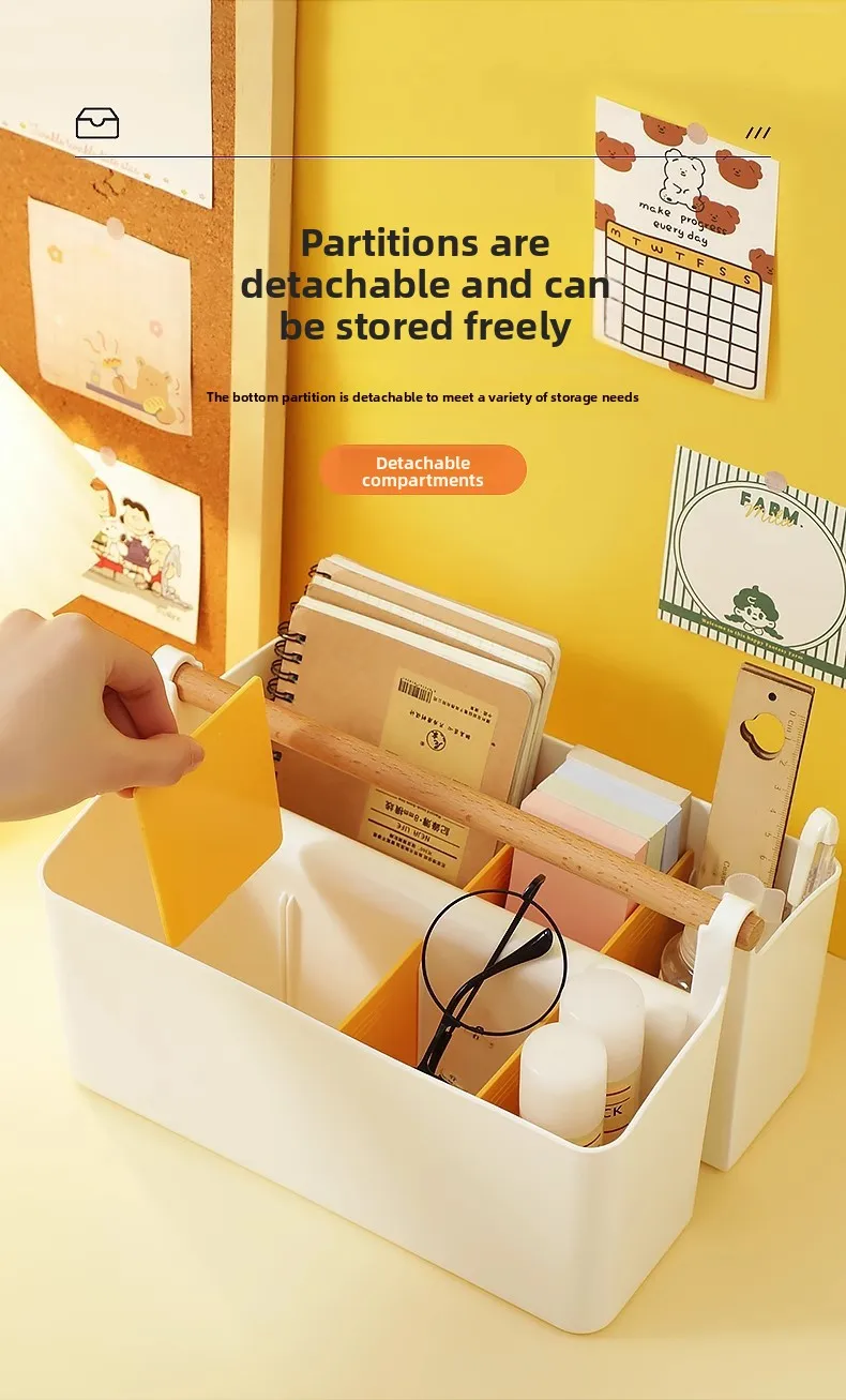 product portable student office desk organizer rectangle shaped plastic storage box aluminum for markers stationery remote control-5