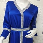 Caftan Dress Fashion Women Turkish Abaya Dubai Caftan Elegant Diamonds Shiny Ladies Party Satin Long Dress African Robes