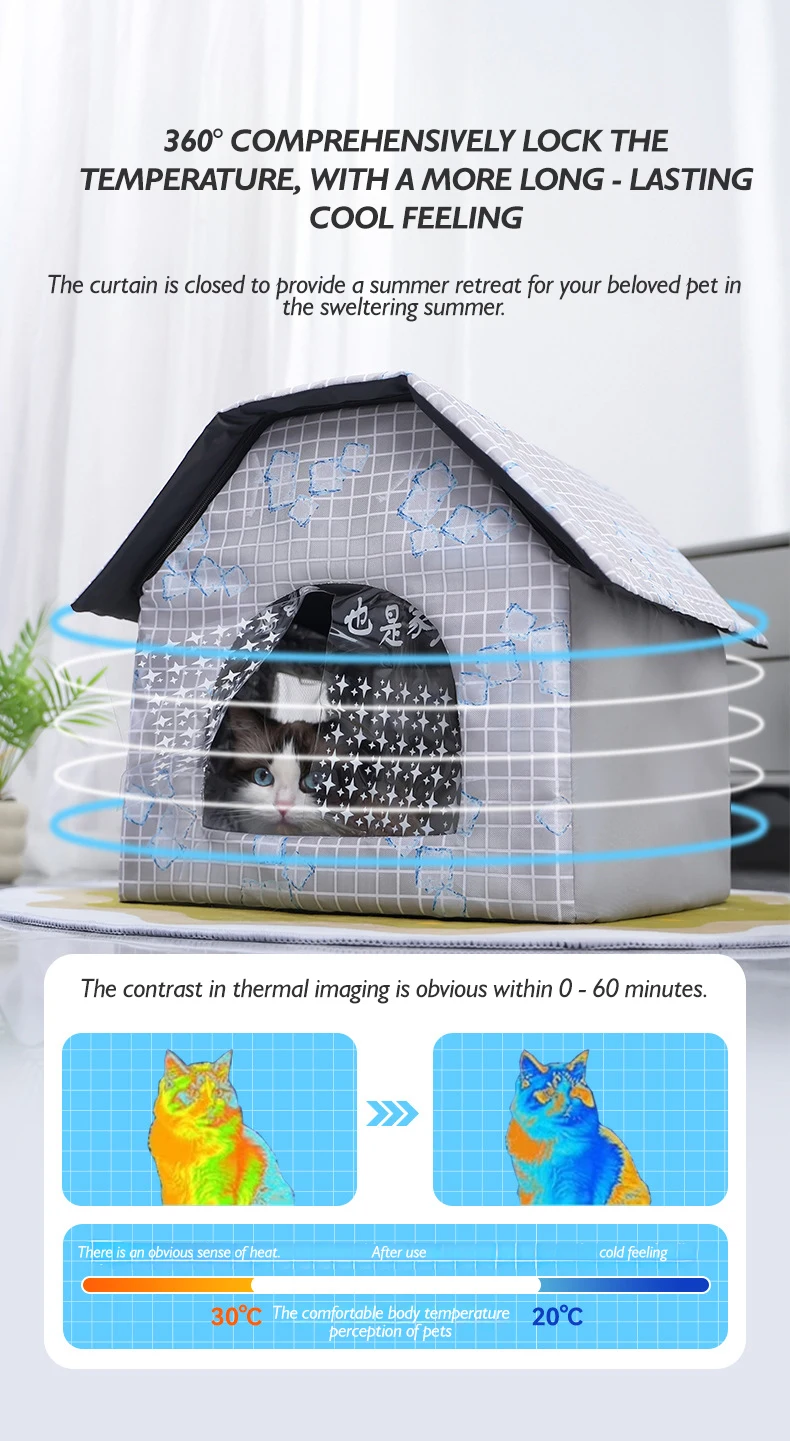 New Summer Cooling Pet House Extra Large Foldable Dog Cat Bed with Ice Mat Large Space Cooling Pet Beds Pet Products details