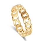 Jewelry Women's Fashion Punk Finger Jewelry 18K Gold Plated Copper Chunky Thick Thin Curb Cuban Link Chain Ring