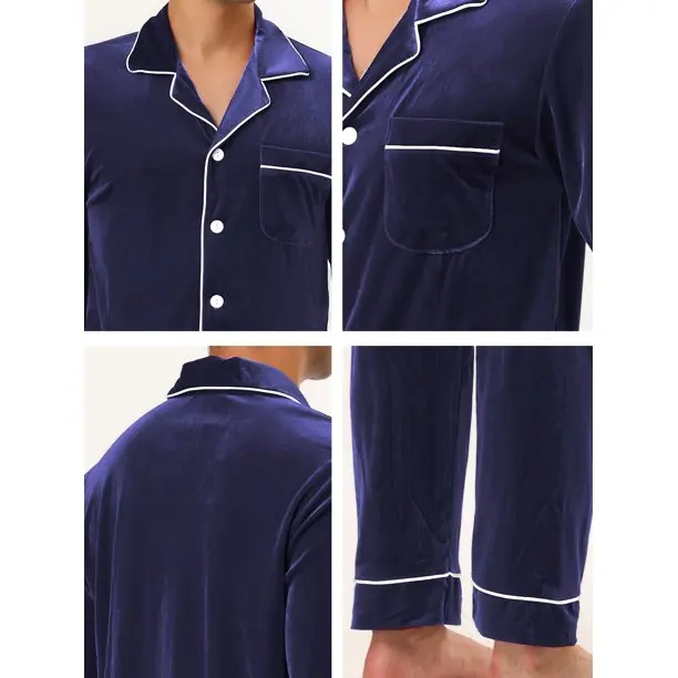 Men's Sleepwear Pajama satin silk Nightwear Robes Pajamas Plain long sleeve men pajama set
