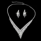 Wedding Earring For Women Dubai Bridal Wedding Crystal Rhinestone Necklace Earring Jewelry Set For Women