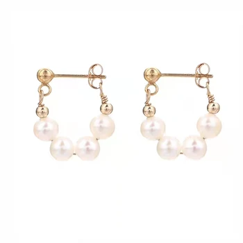 Wholesale Fashion Jewelry 3-6 mm Women Elegant Natural Post Stud Earrings Natural Freshwater Pearl Earrings