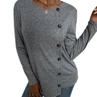 Womens Shirt New Fashion Womens Casual Long Sleeve Blouse Round Neck Loose Tunic Home Shirt
