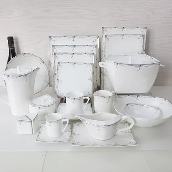Egypt market ceramic classic shape 125pcs bone china dinner set porcelain table dinnerware set for 6 8 12 people