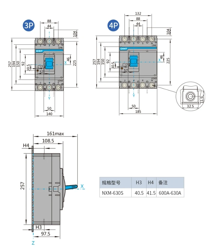 Cheapest Mccb Molded Case Phase Circuit Breakers Chint Nxm