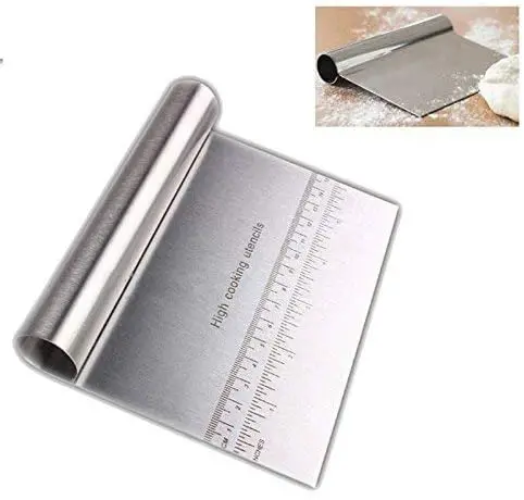Stainless Steel Dough Scraper With Measuring Scale Pastry Pizza Cutter Kitchen