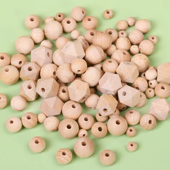 Free Sample Baby Teether Wooden Beads Teether Loose Wood Teething Beads