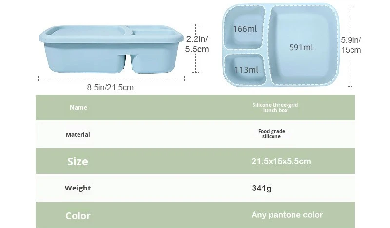 Silicone Food Grade Heatable Lunch Box Microwaveable Child-Friendly Student Lunch Box with Compartments factory