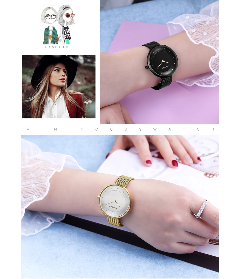 Mini Focus 0179 Ladies Quartz Watch Simple Luxury Steel Watch