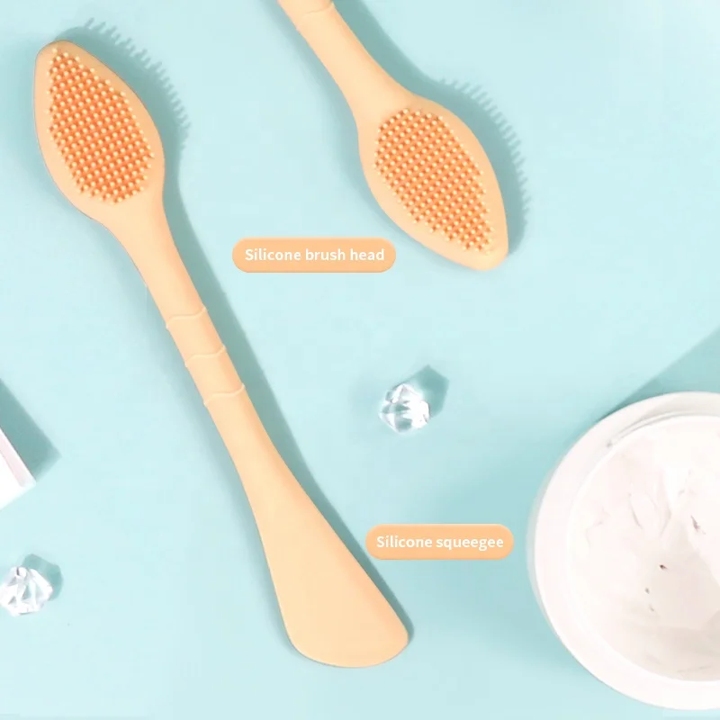 2023 Hot Sale 2 in 1 Silicone Facial Brush with Mask Brush Custom Logo Application Skin-Friendly Facial Cleaning Brush