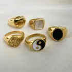 Heart Finger Rings Ring Heart Shape Yin Yang Chunky Finger Rings Waterproof Jewelry