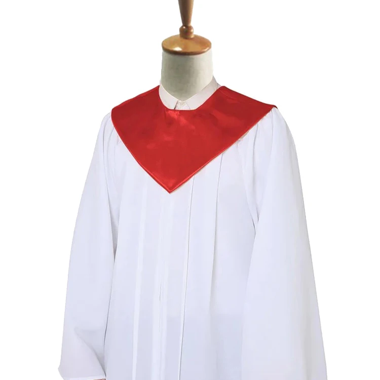 Finest Quality Plain Colors Lightweight V Church Stole Triangle Shape One Color V-neck Satin Choir Stole details
