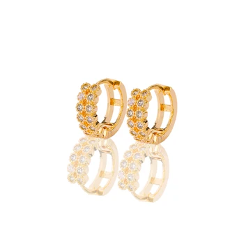 HYL jewelry 18k gold-plated honeycomb three-dimensional brass base earrings long-lasting color jewelry wholesale