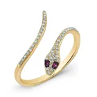 Ring Snake Gmenel Hot Sale Jewelry Ladies Gold Plated Blue Ruby Stone Adjustable Ring Snake