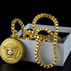 Gold Pendant Gold NAKAMURA Brand Logo Portrait Round Gold Coin Necklace Stainless Steel Box Chain Necklace Pendant