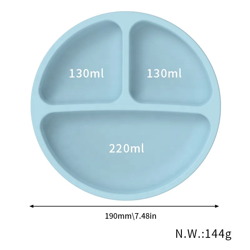 Wellfine Hot Sales Silicone Baby Plates for Toddler Kid Eco-friendly Non-toxic Silicone Suction Plate Baby